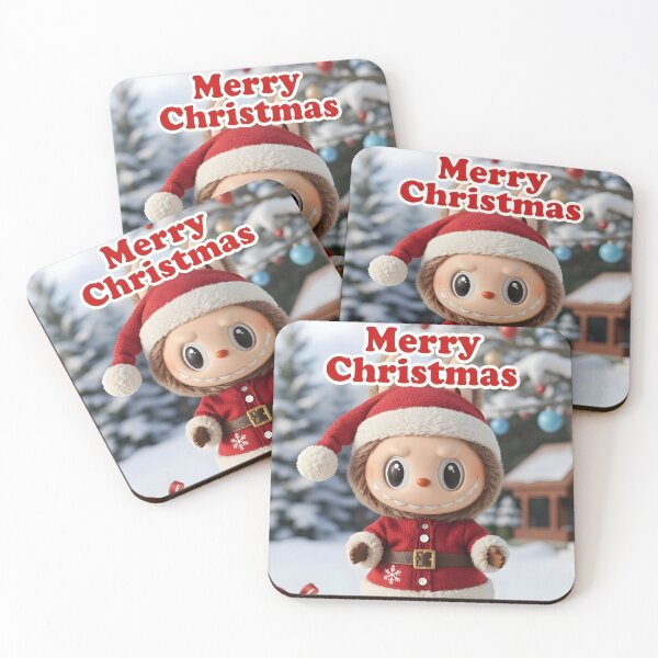 Item preview, Merry Christmas Santa Labubu – Brown Labubu in Snow with Gift designed and sold by EmeraldeaDesign.