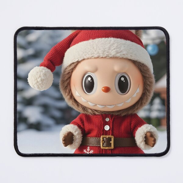 Item preview, Merry Christmas Santa Labubu – Brown Labubu in Snow with Gift designed and sold by EmeraldeaDesign.