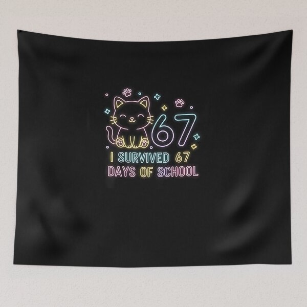 Item preview, Cute Neon Kitty 67 I Survived 67 Days of School designed and sold by MOHITSALVI.