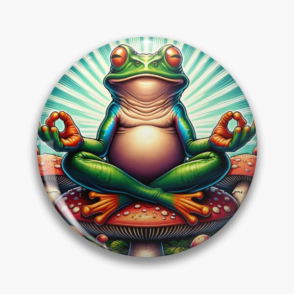 Item preview, Meditation Frog T-Shirt – Breathe In Calm Breathe Out Chaos Retro Psychedelic Yoga Design designed and sold by Hussenb.