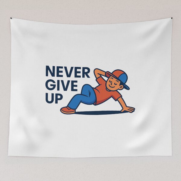 Item preview, Never Give Up: Cheerful Resilience Hero designed and sold by Krfto.