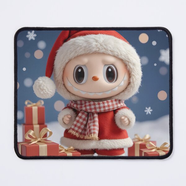 Item preview, Merry Christmas – Cute Labubu Creature in Santa Outfit in Snowy Scene designed and sold by EmeraldeaDesign.