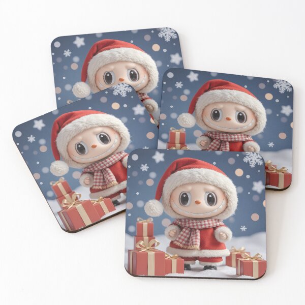 Item preview, Merry Christmas – Cute Labubu Creature in Santa Outfit in Snowy Scene designed and sold by EmeraldeaDesign.