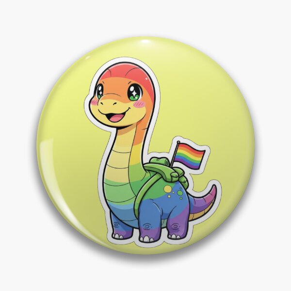 Item preview, Adorable Kawaii Rainbow Brontosaurus Dinosaur Carrying a Pride Flag Backpack Cute Dinosaur Sticker and Gift designed and sold by bvdesignart.