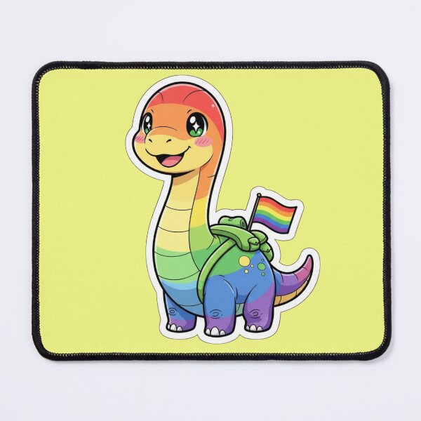 Item preview, Adorable Kawaii Rainbow Brontosaurus Dinosaur Carrying a Pride Flag Backpack Cute Dinosaur Sticker and Gift designed and sold by bvdesignart.