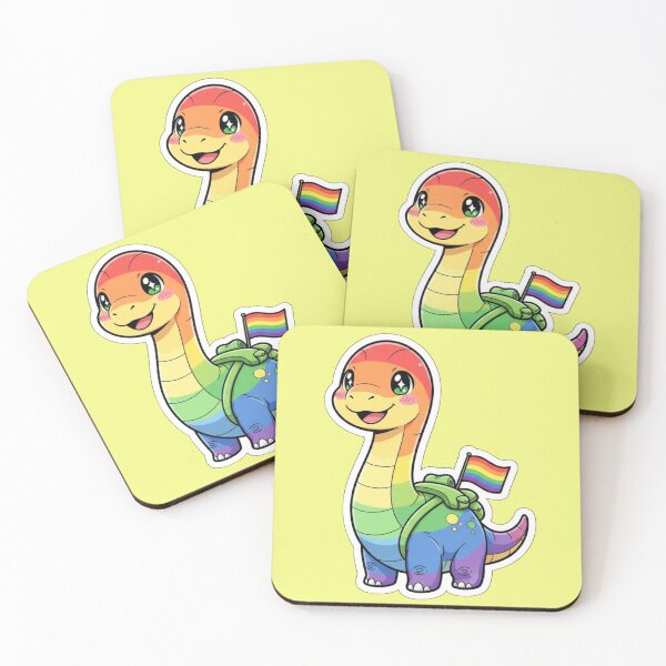 Item preview, Adorable Kawaii Rainbow Brontosaurus Dinosaur Carrying a Pride Flag Backpack Cute Dinosaur Sticker and Gift designed and sold by bvdesignart.