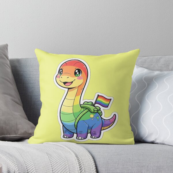 Item preview, Adorable Kawaii Rainbow Brontosaurus Dinosaur Carrying a Pride Flag Backpack Cute Dinosaur Sticker and Gift designed and sold by bvdesignart.