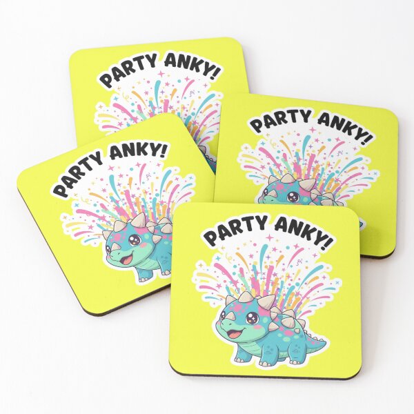 Item preview, Adorable Kawaii Chibi Ankylosaurus Dinosaur Party Anky with Confetti and Fun Celebration Cute Dinosaur Sticker and Birthday Gift designed and sold by bvdesignart.