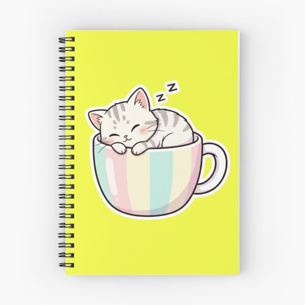 Item preview, Super Cute Sleeping Kawaii Cat Kitten in a Pastel Rainbow Striped Teacup Cozy Naptime Chibi Cat Sticker and Gift designed and sold by bvdesignart.