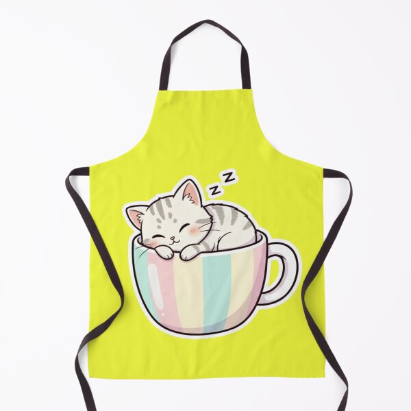Item preview, Super Cute Sleeping Kawaii Cat Kitten in a Pastel Rainbow Striped Teacup Cozy Naptime Chibi Cat Sticker and Gift designed and sold by bvdesignart.