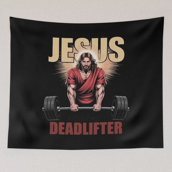 Item preview, Funny Christian Workout Jesus The Ultimate Deadlifter designed and sold by ShelFisher.