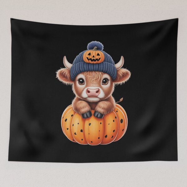 Item preview, Funny Halloween Highland Cow Ghost Spooky Pumpkin Hello Fall designed and sold by ShelFisher.