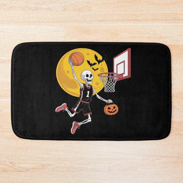 Item preview, Funny Halloween Skeleton Dunking Scary Pumpkin Basketball designed and sold by ShelFisher.