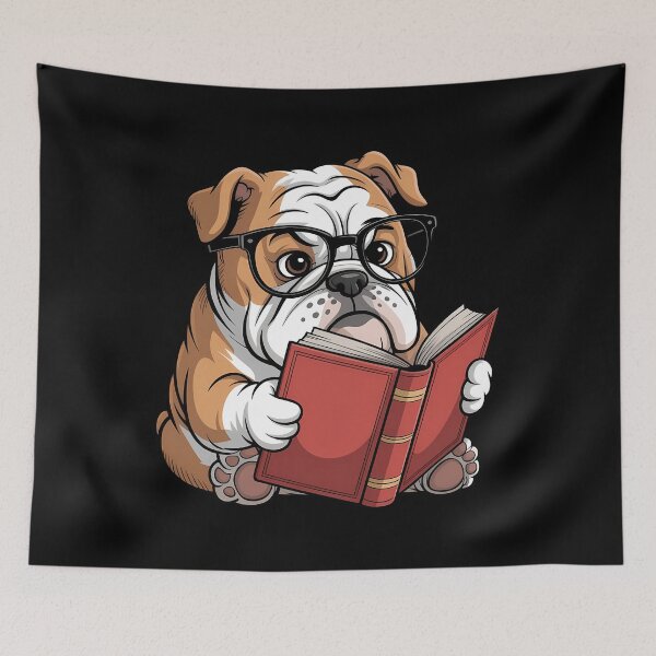 Item preview, English Bulldog Reading a Book Dog designed and sold by AsteriskDatBArt.