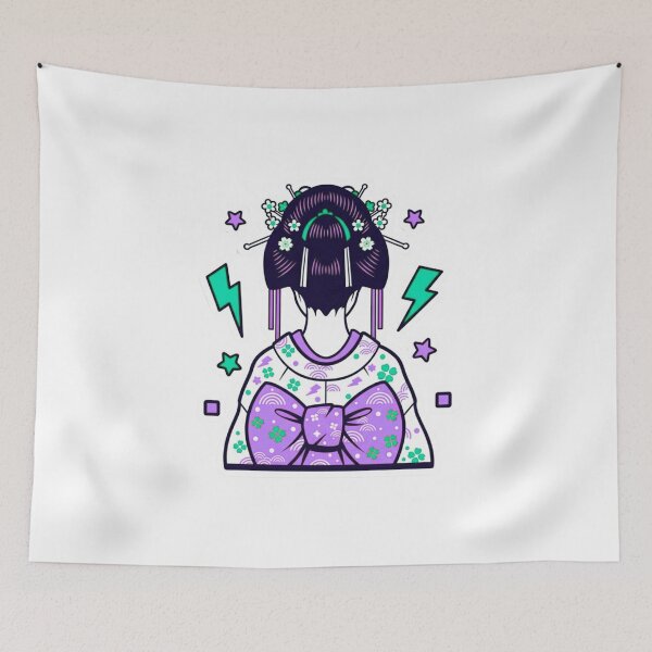 Item preview, Neon Purple Maiko Back View: Glancing Cyberpunk Kimono designed and sold by esterter.