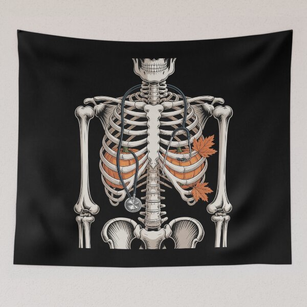Item preview, Funny Pumpkin Rib Cage Skeleton Halloween Nurse Stethoscope designed and sold by Sandrhaus.