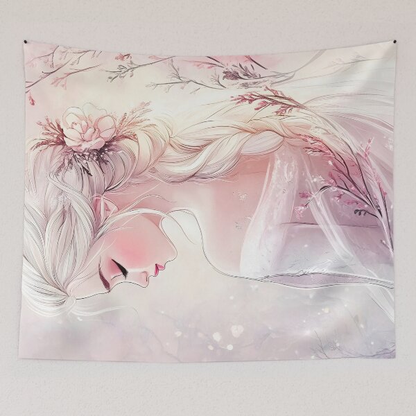 Item preview, Princess in Frosty Pink Winter Wonderland Forest – Fairytale Wall Art designed and sold by ChuChiDesign.