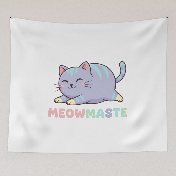 Item preview, Meowmaste New Year Stretching Cat Yoga Pun designed and sold by chattsuede.