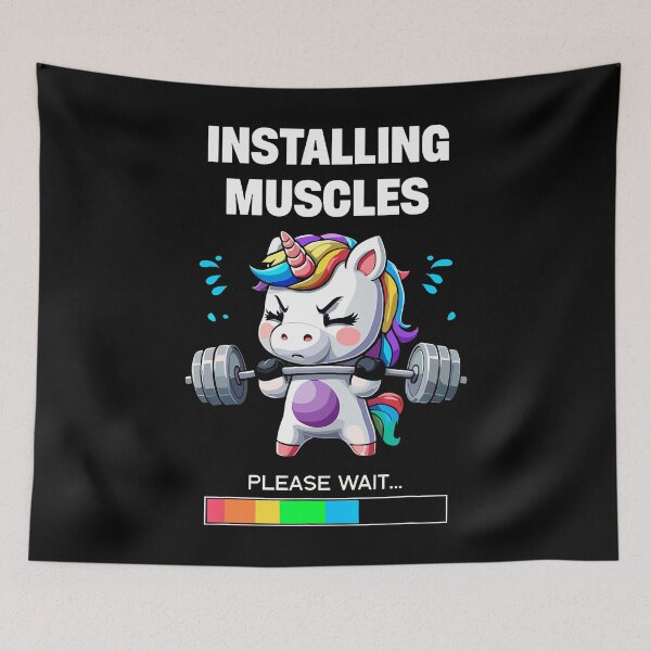 Item preview, Installing Muscles Funny Unicorn Workout Gym Weightlifting designed and sold by TommieJune.