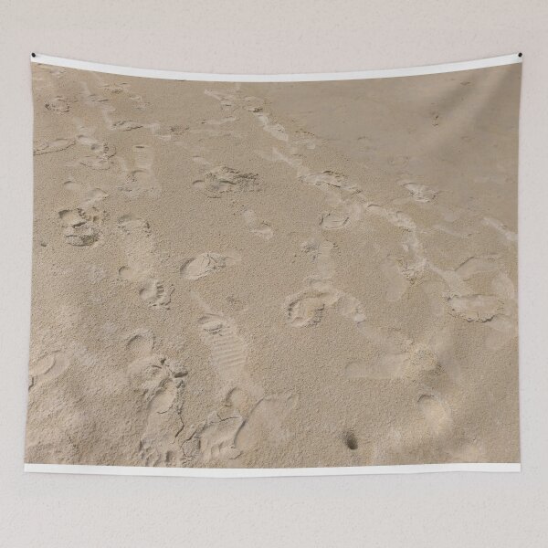 Item preview, The surface of the sandy beach is covered with footprints. designed and sold by Beeza Art Shop.