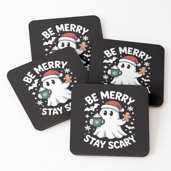 Item preview, Be Merry Stay Scary Santa Ghost Christmas Halloween designed and sold by ForestMmost.