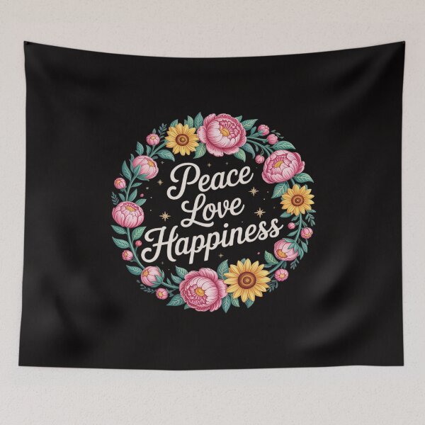 Item preview, Peace Love Happiness Sign Symbol Flowers Freedom Hippie Yoga designed and sold by ForestMmost.