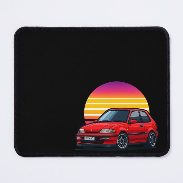 Item preview, Red Retro Civic Hatchback JDM Car Art designed and sold by Joyfulimaginery.