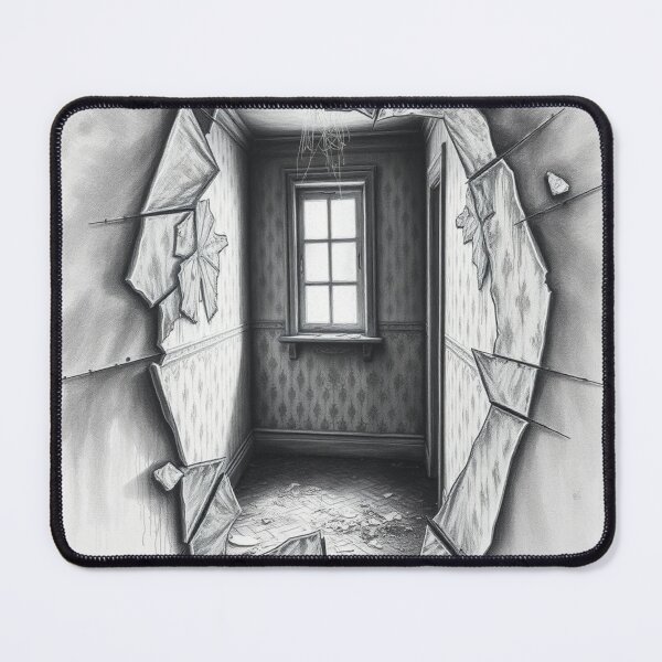 Item preview, Pencil Drawing Breakthrough Abandoned Room Wall Art Print designed and sold by EllDAV777.
