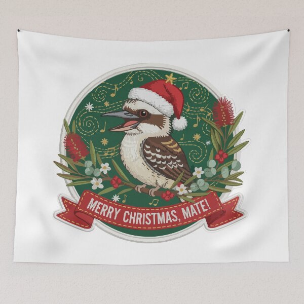 Item preview, Xmas Kookaburra - Christmas kookaburra bird - Merry kook mas australian kookaburra designed and sold by Prtina.