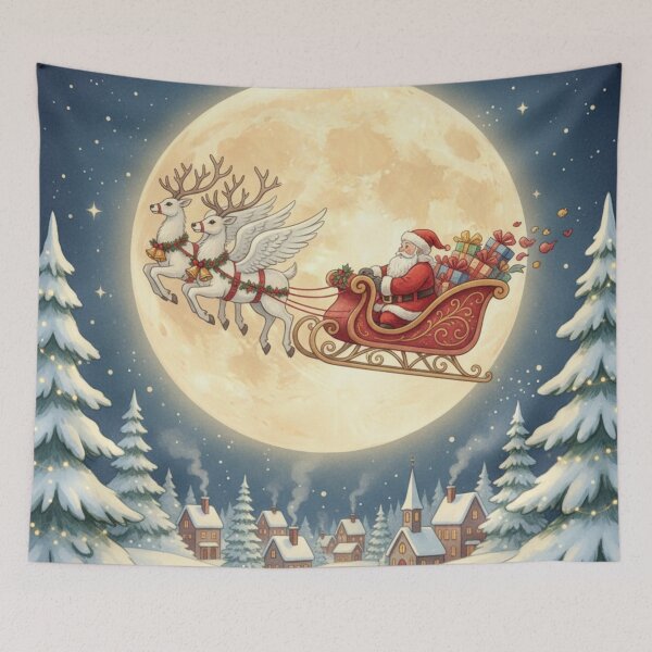 Item preview, Santa’s Moonlit Christmas Eve Flight  designed and sold by Dream Bloom Gallery.