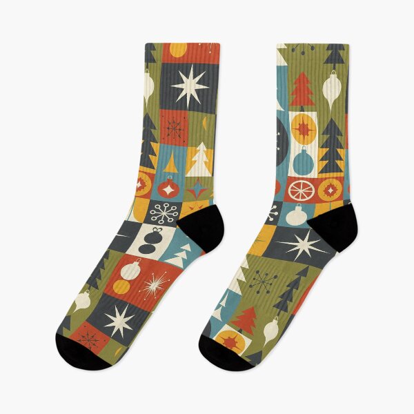 Item preview, Retro Christmas Pattern | Mid Century Holiday Design | Green Orange Yellow Trees & Ornaments for T-Shirts, Stickers, Wall Art, Wrapping Paper & More designed and sold by DesignWorld8.