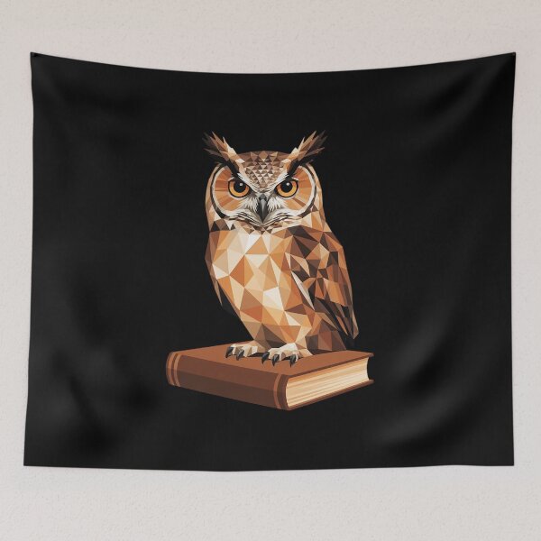 Item preview, Geometric Owl Bookworm Low Poly Bird Dark Academia designed and sold by ryukaizox1.