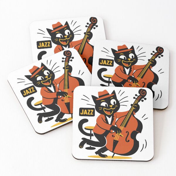 Item preview, Retro Jazz Cat with Double Bass designed and sold by Goomez Art.