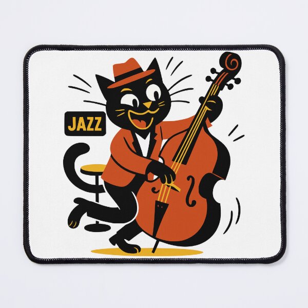Item preview, Retro Jazz Cat with Double Bass designed and sold by Goomez Art.
