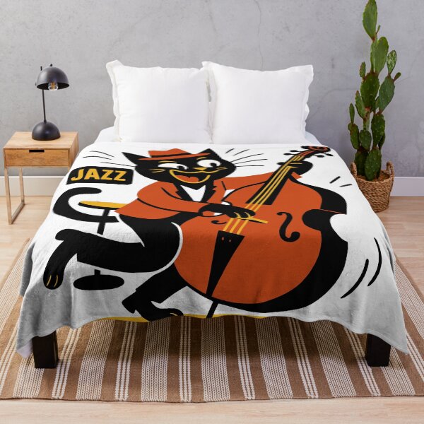 Item preview, Retro Jazz Cat with Double Bass designed and sold by Goomez Art.