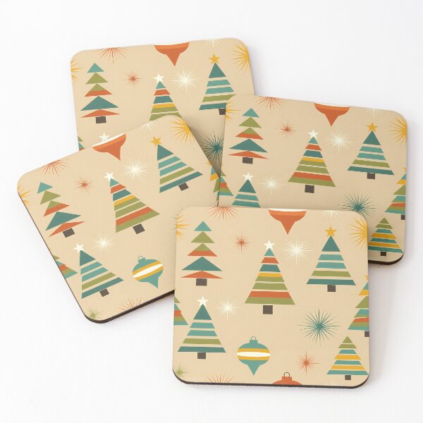 Item preview, Retro Christmas Patchwork Pattern | Mid Century Holiday Design | Green Orange Yellow Blue Trees & Ornaments for T-Shirts, Stickers, Wall Art, Wrapping Paper & More designed and sold by DesignWorld8.
