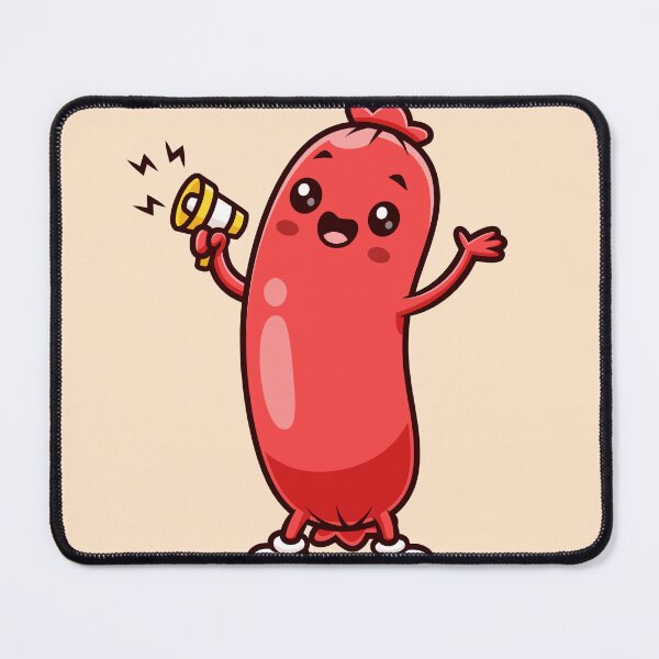 Item preview, Cute Sausage Holding Megaphone – Cartoon Vector Icon Illustration (Food & Technology Theme) designed and sold by hjian8219.