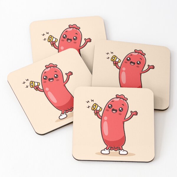 Item preview, Cute Sausage Holding Megaphone – Cartoon Vector Icon Illustration (Food & Technology Theme) designed and sold by hjian8219.