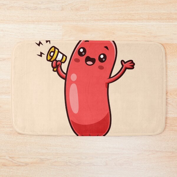 Item preview, Cute Sausage Holding Megaphone – Cartoon Vector Icon Illustration (Food & Technology Theme) designed and sold by hjian8219.