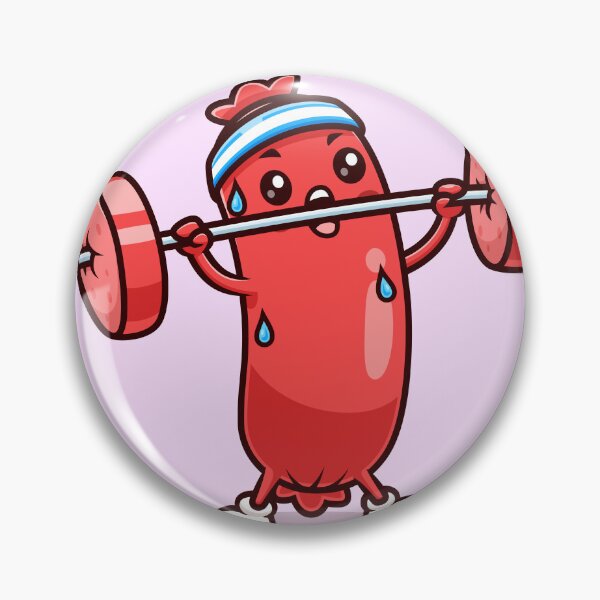 Item preview, Cute Sausage Lifting Barbell – Cartoon Vector Icon Illustration (Food & Sport Theme) designed and sold by hjian8219.