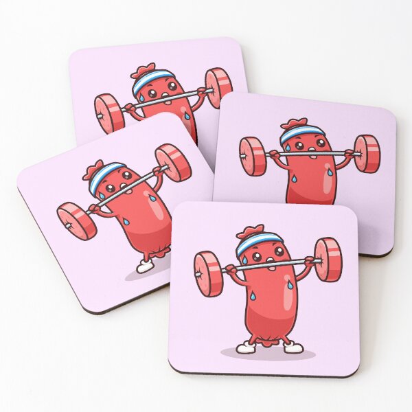 Item preview, Cute Sausage Lifting Barbell – Cartoon Vector Icon Illustration (Food & Sport Theme) designed and sold by hjian8219.