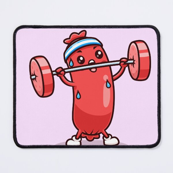 Item preview, Cute Sausage Lifting Barbell – Cartoon Vector Icon Illustration (Food & Sport Theme) designed and sold by hjian8219.