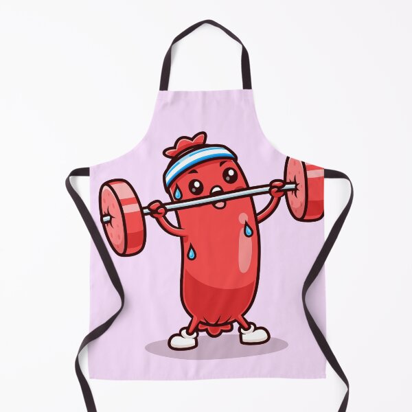 Item preview, Cute Sausage Lifting Barbell – Cartoon Vector Icon Illustration (Food & Sport Theme) designed and sold by hjian8219.