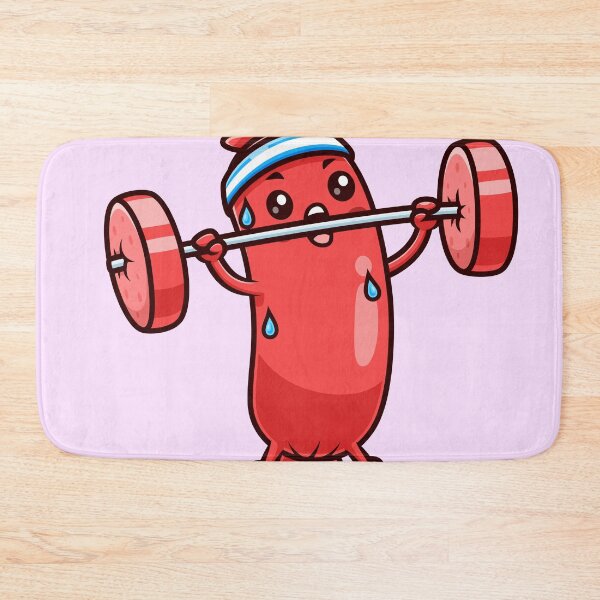 Item preview, Cute Sausage Lifting Barbell – Cartoon Vector Icon Illustration (Food & Sport Theme) designed and sold by hjian8219.