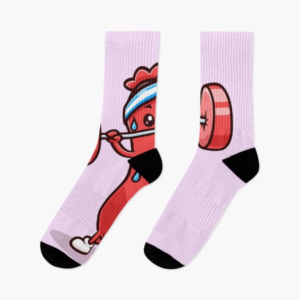 Item preview, Cute Sausage Lifting Barbell – Cartoon Vector Icon Illustration (Food & Sport Theme) designed and sold by hjian8219.
