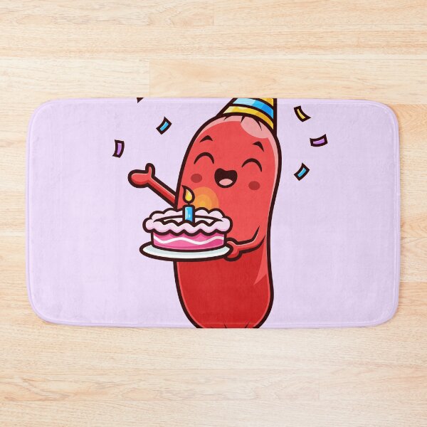 Item preview, Cute Sausage Holding Birthday Cake – Party Cartoon Vector Icon Illustration (Food & Holiday Theme) designed and sold by hjian8219.