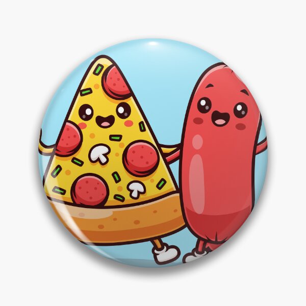 Item preview, Cute Sausage with Pizza – Cartoon Vector Icon Illustration (Food & Fun Theme) designed and sold by hjian8219.