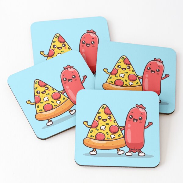 Item preview, Cute Sausage with Pizza – Cartoon Vector Icon Illustration (Food & Fun Theme) designed and sold by hjian8219.