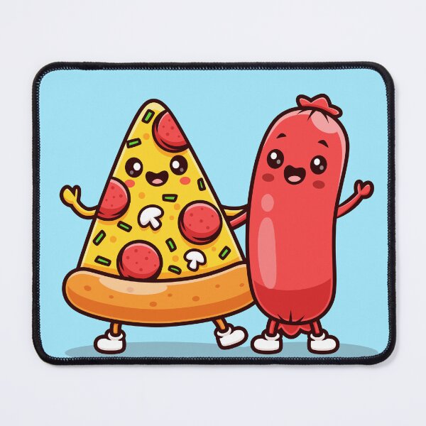 Item preview, Cute Sausage with Pizza – Cartoon Vector Icon Illustration (Food & Fun Theme) designed and sold by hjian8219.