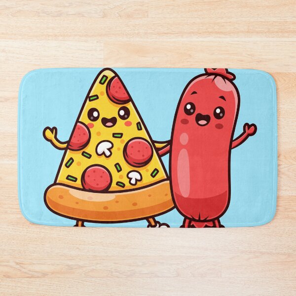 Item preview, Cute Sausage with Pizza – Cartoon Vector Icon Illustration (Food & Fun Theme) designed and sold by hjian8219.
